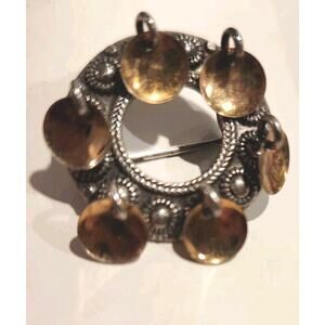 Vintage 830 Sterling Silver Signed Soljie Dangle Brooch Pin Bridal Norway